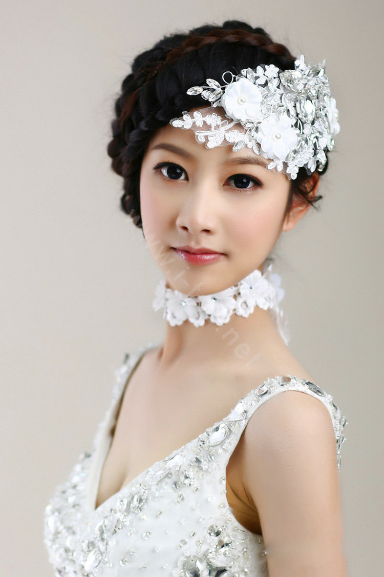 Wedding Bride Jewelry Crystal Lace Pearl Headpiece Headband Flowers Hair Accessories