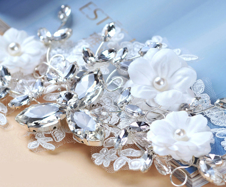 Wedding Bride Jewelry Crystal Lace Pearl Headpiece Headband Flowers Hair Accessories