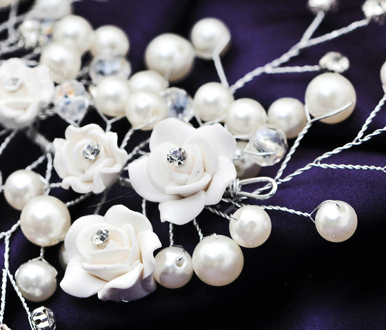Wedding Bride Jewelry Crystal Pearl Flower Headpiece Headband Hair Accessories