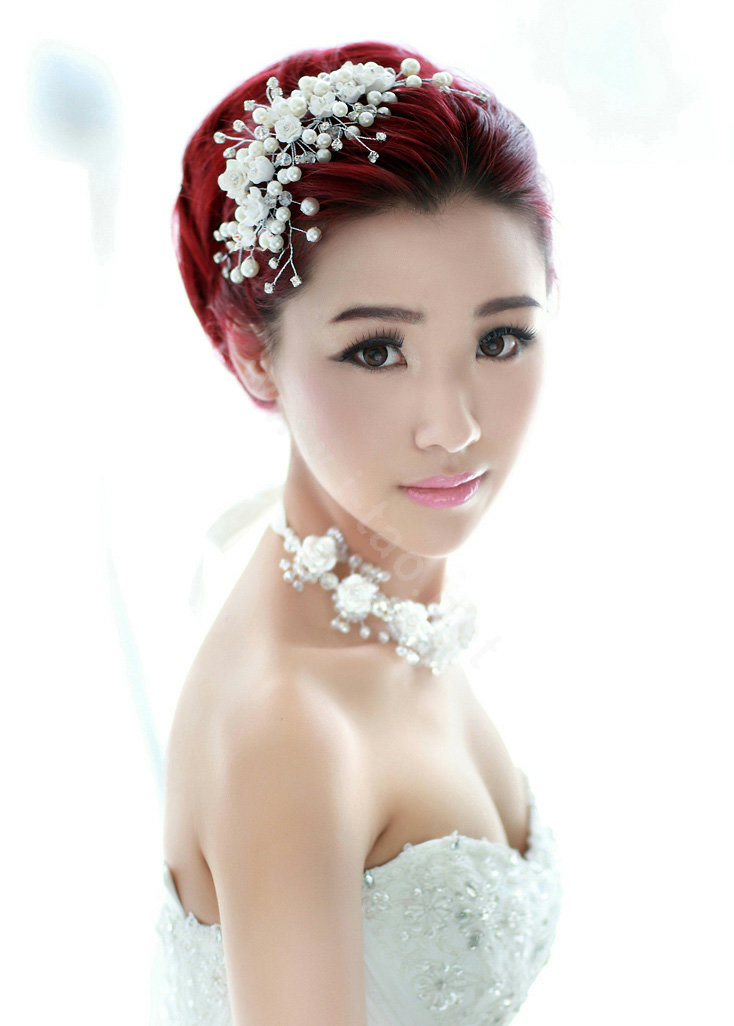 Wedding Bride Jewelry Crystal Pearl Flower Headpiece Headband Hair Accessories
