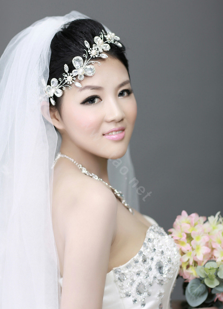 Wedding Bride Jewelry Crystal Pearl Headband Headpiece Butterfly Hair Accessories