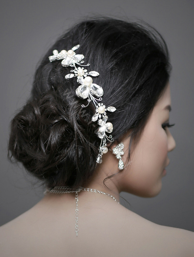 Wedding Bride Jewelry Crystal Pearl Headband Headpiece Butterfly Hair Accessories