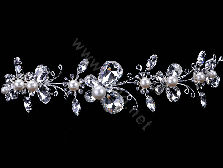 Wedding Bride Jewelry Crystal Pearl Headband Headpiece Butterfly Hair Accessories