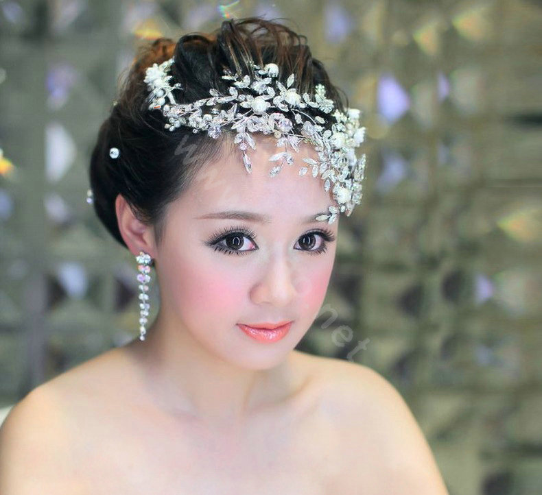 Wedding Bride Jewelry Crystal Pearl Headband Headpiece Flowers Hair Accessories