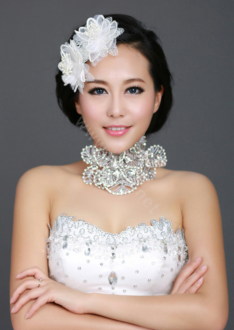Wedding Bride Jewelry Crystal Pearl Lace Hairpin Headband Headpiece Flower Hair Accessories