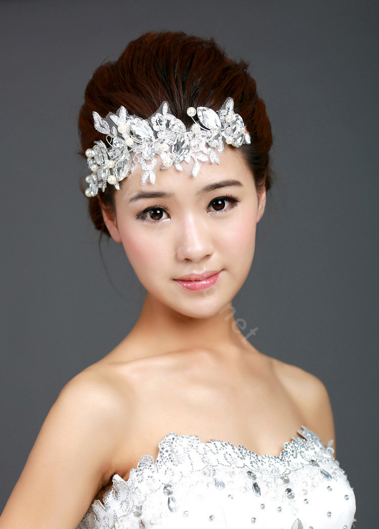 Wedding Bride Jewelry Crystal Pearl Lace Headband Headpiece Butterfly Hair Accessories