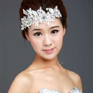 Wedding Bride Jewelry Crystal Pearl Lace Headband Headpiece Butterfly Hair Accessories