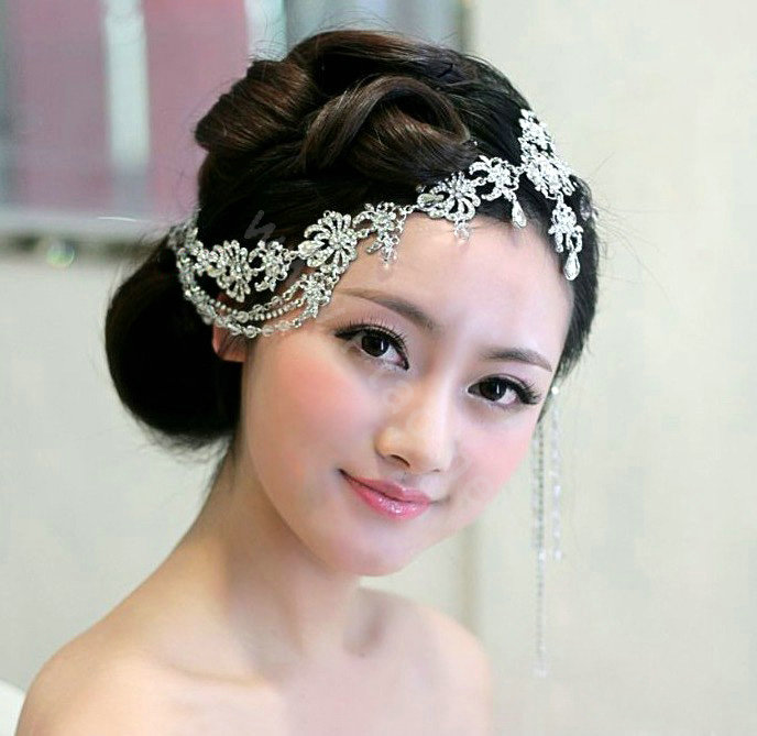 Wedding Bride Jewelry Rhinestone Crystal tassels Headpiece Headband Hair Accessories