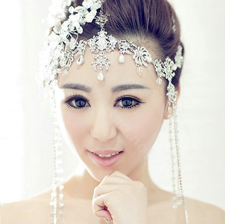 Wedding Bride Jewelry Rhinestone Crystal tassels Headpiece Headband Hair Accessories