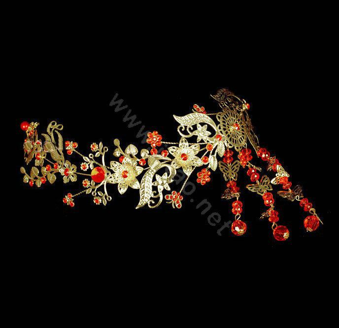 Wedding Hairpins bridal hair jewelry crystal gold floral tassels headpiece headband