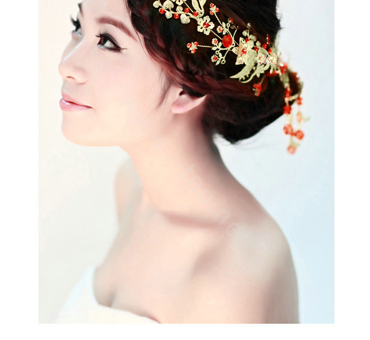 Wedding Hairpins bridal hair jewelry crystal gold floral tassels headpiece headband