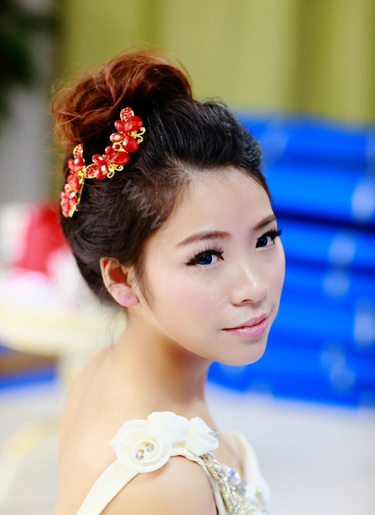 Wedding Hairpins bridal hair jewelry crystal rhinestone red butterfly hair Combs