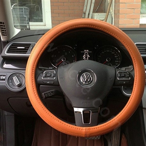 Auto Car Steering Wheel Cover Airhole Microfiber leather Diameter 15 inch 38CM - Brown