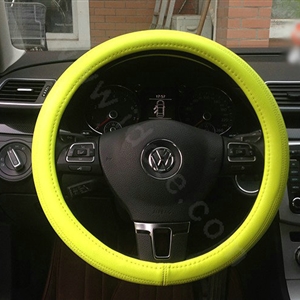 Auto Car Steering Wheel Cover Airhole Microfiber leather Diameter 15 inch 38CM - Fluorescent Green