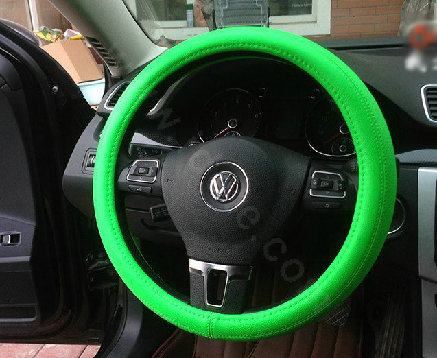 Auto Car Steering Wheel Cover Airhole Microfiber leather Diameter 15 inch 38CM - Green