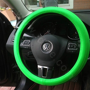 Auto Car Steering Wheel Cover Airhole Microfiber leather Diameter 15 inch 38CM - Green