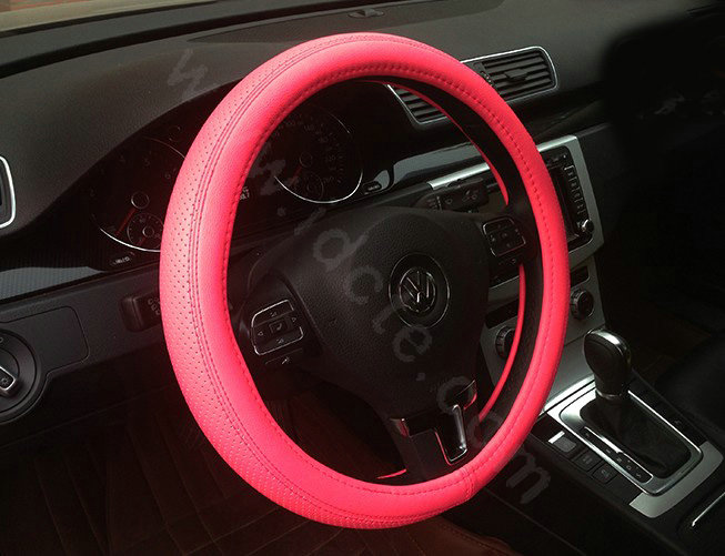 Auto Car Steering Wheel Cover Airhole Microfiber leather Diameter 15 inch 38CM - Rose
