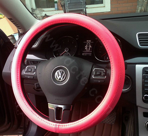 Auto Car Steering Wheel Cover Airhole Microfiber leather Diameter 15 inch 38CM - Rose