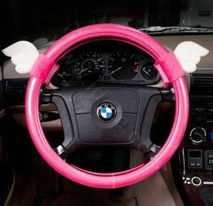 Auto Car Steering Wheel Cover Angel wings Polyurethane Diameter 15 inch 38CM - Pink