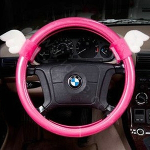 Auto Car Steering Wheel Cover Angel wings Polyurethane Diameter 15 inch 38CM - Pink