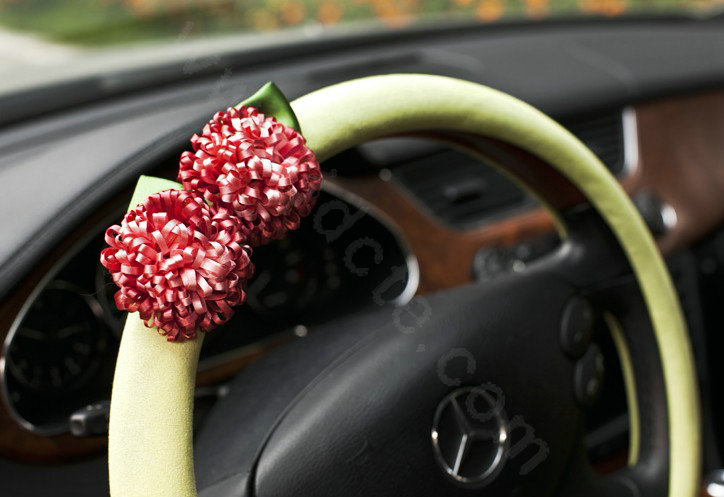 Auto Car Steering Wheel Cover Bowknot Deerskin Diameter 15 inch 38CM - Green