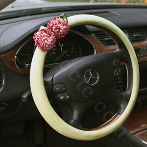 Auto Car Steering Wheel Cover Bowknot Deerskin Diameter 16 inch 40CM - Green