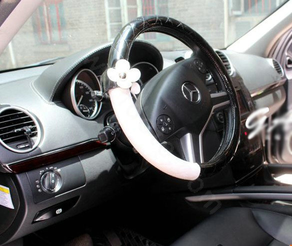 Auto Car Steering Wheel Cover Daisy Artificial leather Diameter 15 inch 38CM - Black
