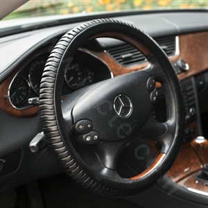 Auto Car Steering Wheel Cover Gearwheel Cowhide Diameter 14 inch 36CM - Black