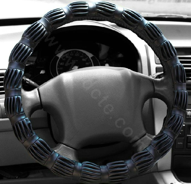 Auto Car Steering Wheel Cover Genuine leather Diameter 15 inch 38CM - Black