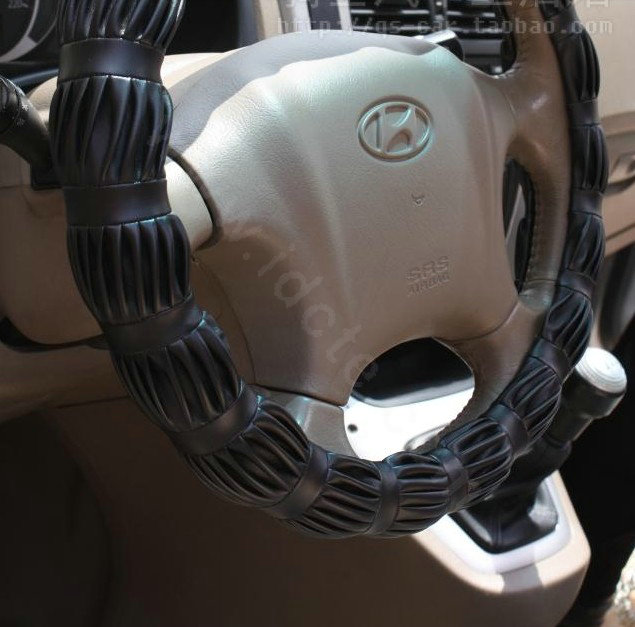 Auto Car Steering Wheel Cover Genuine leather Diameter 15 inch 38CM - Black