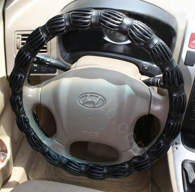 Auto Car Steering Wheel Cover Genuine leather Diameter 15 inch 38CM - Black