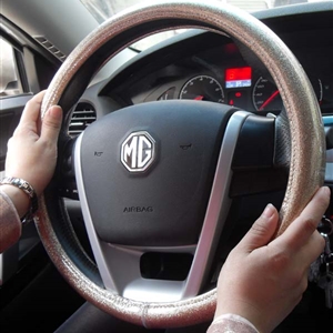 Auto Car Steering Wheel Cover Glitter Polyurethane Diameter 15 inch 38CM - Gold