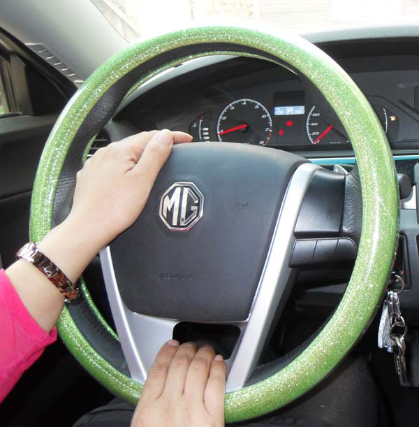 Auto Car Steering Wheel Cover Glitter Polyurethane Diameter 15 inch 38CM - Green