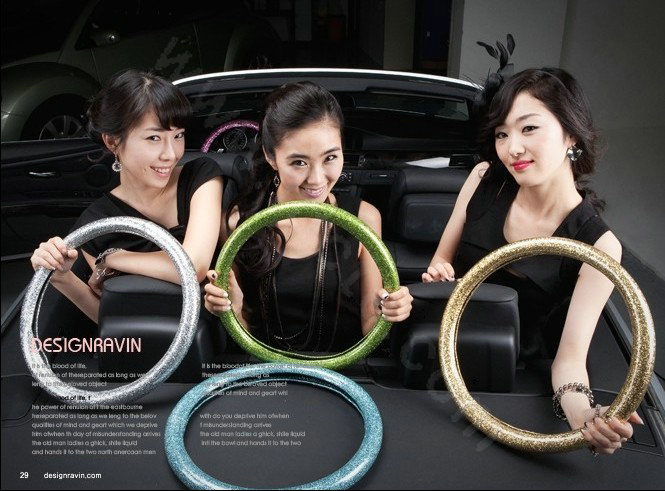 Auto Car Steering Wheel Cover Glitter Polyurethane Diameter 15 inch 38CM - Green