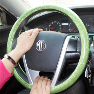 Auto Car Steering Wheel Cover Glitter Polyurethane Diameter 15 inch 38CM - Green