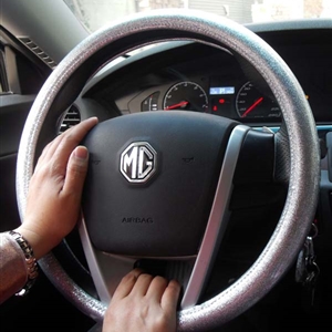 Auto Car Steering Wheel Cover Glitter Polyurethane Diameter 14 inch 36CM - Silver