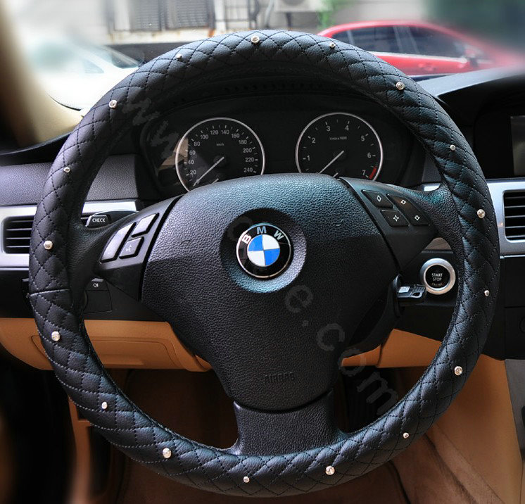 Auto Car Steering Wheel Cover Imitation sheepskin Diameter 15 inch 38CM - Black