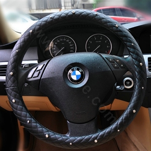 Auto Car Steering Wheel Cover Imitation sheepskin Diameter 15 inch 38CM - Black