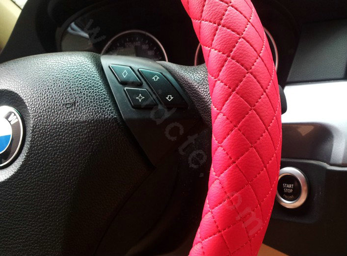 Auto Car Steering Wheel Cover Imitation sheepskin Diameter 15 inch 38CM - Red