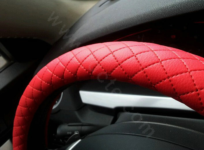 Auto Car Steering Wheel Cover Imitation sheepskin Diameter 15 inch 38CM - Red