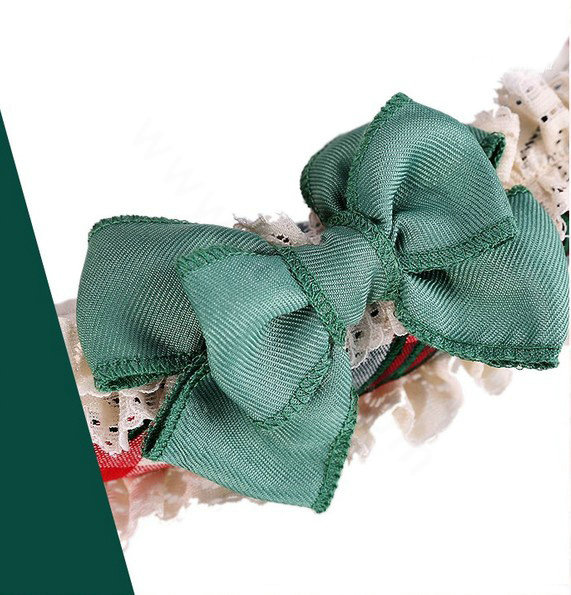Auto Car Steering Wheel Cover Lace Plaid Bowknot Polyester Diameter 15 inch 38CM - Green Red