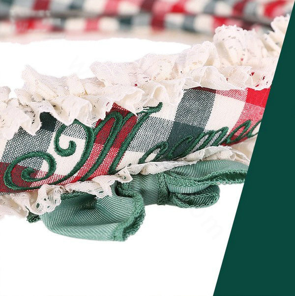 Auto Car Steering Wheel Cover Lace Plaid Bowknot Polyester Diameter 15 inch 38CM - Green Red