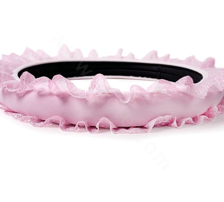 Auto Car Steering Wheel Cover Lace Polyester Diameter 15 inch 38CM - Pink