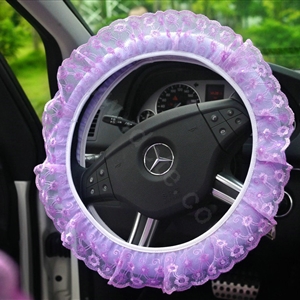 Auto Car Steering Wheel Cover Lace Polyester Diameter 15 inch 38CM - Purple