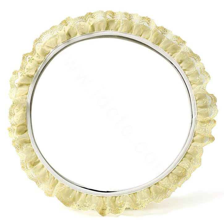 Auto Car Steering Wheel Cover Lace Polyester Diameter 15 inch 38CM - Yellow