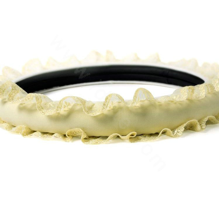Auto Car Steering Wheel Cover Lace Polyester Diameter 15 inch 38CM - Yellow