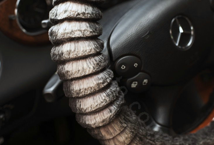 Auto Car Steering Wheel Cover Mink hair Diameter 15 inch 38CM - Black