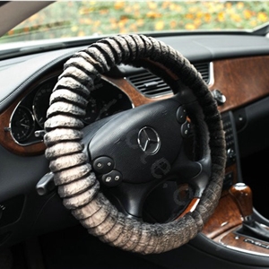 Auto Car Steering Wheel Cover Mink hair Diameter 15 inch 38CM - Black