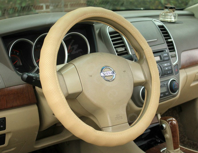 Auto Car Steering Wheel Cover PU leather Diameter 15 inch 38CM - Beige