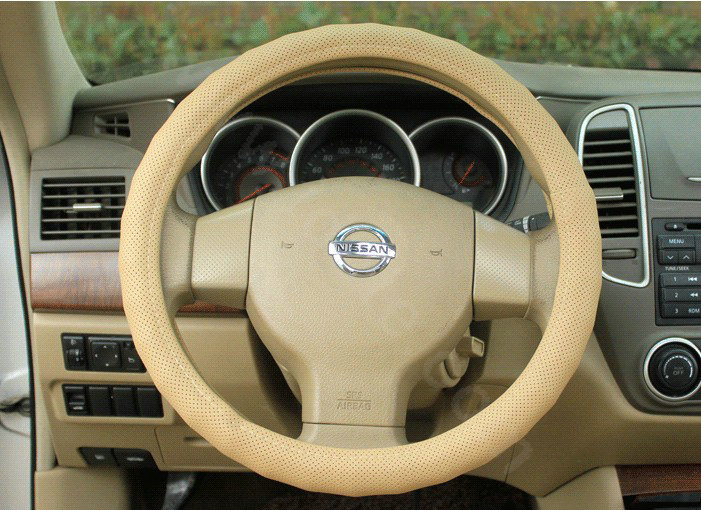 Auto Car Steering Wheel Cover PU leather Diameter 15 inch 38CM - Beige
